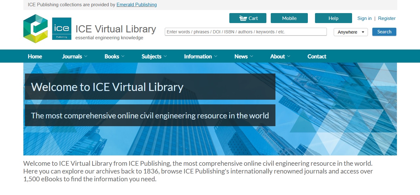 نحوه جستجوی مقاله در ICE Virtual Library