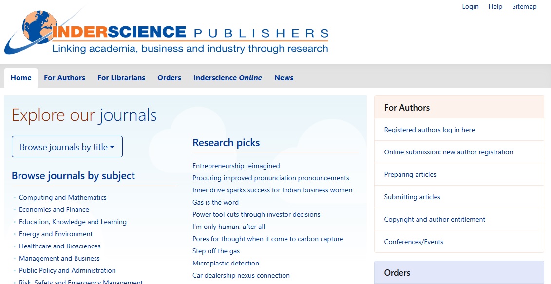 انواع مقالات پایگاه inderscience