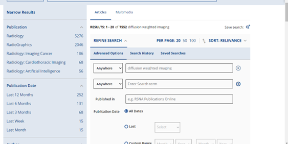 نحوه جستجوی مقاله در پایگاه RSNA Publications