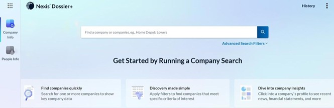 گزینه Company info در Nexis Dossier+