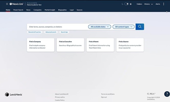 جستجو و پیدا کردن اطلاعات در Nexis Uni