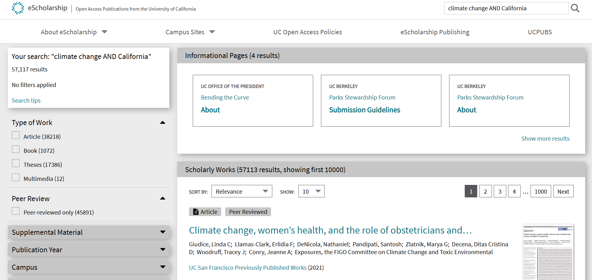راهنمای جستجو در پایگاه مقالات دانشگاه کالیفرنیا
