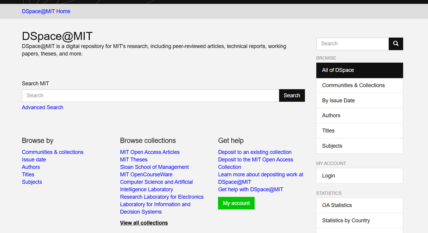 راهنمای جستجوی مقالات دانشگاه MIT در DSpace@MIT